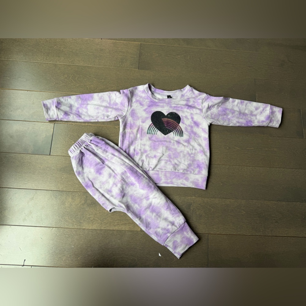 Kids Purple Tie-Dye Heart Matching Set - Unbranded